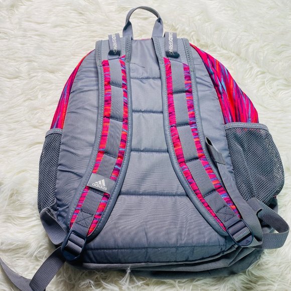 Adidas Load Spring Stipes Backpack School Bag Gray Pink Orange Blue - Picture 5 of 13